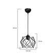 GloboStar® VORTEX 203-0277 Mοντέρνο Κρεμαστό Φωτιστικό Πλέγμα Μονόφωτο 1 x E27 IP20 Μαύρο Μέταλλο - Μ23.5 x Π23.5 x Υ20cm