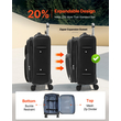 20-Inch Softside Expandable Luggage with Spinner Wheels Carry on Suitcase Black | VEVOR US