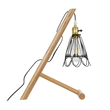 GloboStar® ELMA 999-0239 Μοντέρνο Επιτραπέζιο Φωτιστικό Πορτατίφ Μονόφωτο 1 x E27 IP20 Μπεζ Ξύλο με Μαύρο Μέταλλο - Μ35 x Π20 x Υ43cm