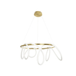 kelvo® GLOW 61660 Μοντέρνο Κρεμαστό Φωτιστικό Οροφής LED 69W 6900lm 360° AC 220-240V IP20 Ρυθμιζόμενο Λευκό CCT με Χειριστήριο από 2700K έως 6000K Dimmable - Lumileds SMD Chip - Χρυσό Πλατίνα & Λευκό Νήμα - Μ100 x Π100 x Υ70cm - 3 Χρόνια Εγγύηση