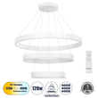 GLOBOSTAR® VENOM TRIO 61189 Μοντέρνο Κρεμαστό Φωτιστικό Οροφής LED 120W 14158lm 120° AC 220-240V IP20 Ρυθμιζόμενο Λευκό CCT με Χειριστήριο από 2700K έως 6000K Dimmable - Lumileds SMD Chip - Λευκό Ματ - Μ80 x Π80 x Υ60cm - 3 Χρόνια Εγγύηση