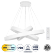 GLOBOSTAR® VENOM TRIO 61189-DECO Μοντέρνο Κρεμαστό Φωτιστικό Οροφής LED 120W 14158lm 120° AC 220-240V IP20 Ρυθμιζόμενο Λευκό CCT με Χειριστήριο από 2700K έως 6000K Dimmable - Lumileds SMD Chip - Λευκό Ματ - Μ80 x Π80 x Υ60cm - 3 Χρόνια Εγγύηση