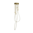 kelvo® GLOW 61672 Μοντέρνο Κρεμαστό Φωτιστικό Οροφής LED 42W 4200lm 360° AC 220-240V IP20 Ρυθμιζόμενο Λευκό CCT με Χειριστήριο από 2700K έως 6000K Dimmable - Lumileds SMD Chip - Χρυσό Πλατίνα & Λευκό Νήμα - Μ50 x Π50 x Υ70cm - 3 Χρόνια Εγγύηση