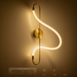kelvo® GLOW 61683 Μοντέρνο Φωτιστικό Τοίχου - Απλίκα LED 18W 1800lm 360° AC 220-240V IP20 Ρυθμιζόμενο Λευκό CCT με On/Off 2700K/4500K/6000K - Lumileds SMD Chip - Χρυσό Πλατίνα & Λευκό Νήμα - Μ30 x Π15 x Υ70cm - 3 Χρόνια Εγγύηση