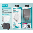 Αντάπτορας φόρτισης Fast Charge με 3 θύρες USB-A & Type-C - 120W - CX-180B - 271801 - White