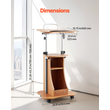 Βάση VEVOR Podium, Ξύλινο Αναλόγιο 1100 mm, Φορητό Γραφείο Laptop με Κλειδώσιμες Ρόδες, Ευρεία Επιφάνεια Ανάγνωσης και Ανοιχτός Χώρος Αποθήκευσης, Ρυθμιζόμενο Ύψος και Γωνία, για Ομιλίες, Διαλέξεις ή Παρουσιάσεις