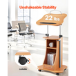Βάση VEVOR Podium, Ξύλινο Αναλόγιο 1100 mm, Φορητό Γραφείο Laptop με Κλειδώσιμες Ρόδες, Ευρεία Επιφάνεια Ανάγνωσης και Ανοιχτός Χώρος Αποθήκευσης, Ρυθμιζόμενο Ύψος και Γωνία, για Ομιλίες, Διαλέξεις ή Παρουσιάσεις