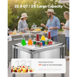 Ψυγείο VEVOR Rolling Ice Chest, 22"Μ x 16"Π x 38"Υ (553 x 405 x 970 mm) από ανοξείδωτο ατσάλι με ρόδες, όρθιο ψυγείο εξωτερικού χώρου 31L με ράφι, για μπαρ πάρτι σε αίθριο ή πίσω αυλή
