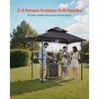 Κιόσκι VEVOR Grill, Διπλής Επίπεδης Οροφής 2,43 x 1,5 μ., Κιόσκι BBQ με Επιπλέον Τέντα, Στέγαστρο Ψησταριάς από Ατσάλι με Ηλεκτροστατική Βαφή και 2 Πλαϊνά Ράφια, Ανοιχτήρι Μπουκαλιών & Γάντζοι, Εξωτερική Στέγη Ψησταριάς για Κήπο