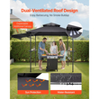 Κιόσκι VEVOR Grill, Διπλής Επίπεδης Οροφής 2,43 x 1,5 μ., Κιόσκι BBQ με Επιπλέον Τέντα, Στέγαστρο Ψησταριάς από Ατσάλι με Ηλεκτροστατική Βαφή και 2 Πλαϊνά Ράφια, Ανοιχτήρι Μπουκαλιών & Γάντζοι, Εξωτερική Στέγη Ψησταριάς για Κήπο