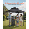 Κιόσκι VEVOR Grill, Κιόσκι εξωτερικού χώρου BBQ 2,43 x 1,5 μ. με διπλή οροφή, Στέγαστρο ψησταριάς από χάλυβα με ηλεκτροστατική βαφή πούδρας με 2 πλαϊνά ράφια και 8 γάντζους, Στέγαστρο ψησταριάς για πικνίκ σε αίθριο, κήπο και πίσω αυλή
