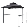 Κιόσκι VEVOR Grill, Κιόσκι εξωτερικού χώρου BBQ 2,43 x 1,5 μ. με διπλή οροφή, Στέγαστρο ψησταριάς από χάλυβα με ηλεκτροστατική βαφή πούδρας με 2 πλαϊνά ράφια και 8 γάντζους, Στέγαστρο ψησταριάς για πικνίκ σε αίθριο, κήπο και πίσω αυλή