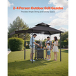 Κιόσκι VEVOR Grill, Διπλής Επίπεδης Οροφής 2,43 x 1,5 μ., Ενισχυμένο Κιόσκι BBQ με Επιπλέον Τέντα, Στέγαστρο Ψησταριάς από Ατσάλι με Ηλεκτροστατική Βαφή με 2 Πλαϊνά Ράφια & Γάντζους, Εξωτερική Στέγη Ψησταριάς για Κήπο