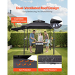 Κιόσκι VEVOR Grill, Διπλής Επίπεδης Οροφής 2,43 x 1,5 μ., Ενισχυμένο Κιόσκι BBQ με Επιπλέον Τέντα, Στέγαστρο Ψησταριάς από Ατσάλι με Ηλεκτροστατική Βαφή με 2 Πλαϊνά Ράφια & Γάντζους, Εξωτερική Στέγη Ψησταριάς για Κήπο