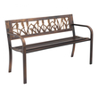 Εξωτερικός πάγκος VEVOR, 127 cm, μεταλλικός σκελετός από ανθρακούχο χάλυβα με πλάτη από PVC με λουλουδάτο μοτίβο και στρογγυλά μπράτσα, ανθεκτικός στις καιρικές συνθήκες εξωτερικός πάγκος για βεράντα, κήπο, πάρκο, αυλή, μπροστινή βεράντα, αντίκα μπρούντζος