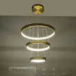 GLOBOSTAR® NEMESIS TRIO 61169 Μοντέρνο Κρεμαστό Φωτιστικό Οροφής LED 100W 12123lm 360° AC 220-240V IP20 Ρυθμιζόμενο Λευκό CCT με Χειριστήριο από 2700K έως 6000K Dimmable - Lumileds SMD Chip - Χρυσό Βούρτσας - Μ60 x Π60 x Υ60cm - 3 Χρόνια Εγγύηση