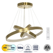 GLOBOSTAR® NEMESIS TRIO 61169-DECO Μοντέρνο Κρεμαστό Φωτιστικό Οροφής LED 100W 12123lm 360° AC 220-240V IP20 Ρυθμιζόμενο Λευκό CCT με Χειριστήριο από 2700K έως 6000K Dimmable - Lumileds SMD Chip - Χρυσό Βούρτσας - Μ60 x Π60 x Υ60cm - 3 Χρόνια Εγγύηση