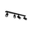 kelvo® SPOTA KLV-101-0140 Μοντέρνο Κινούμενο Φωτιστικό Σποτ Οροφής με Ντουί 4 x GU10 90° AC 220-240V IP20 - Μαύρο Ματ - Μ64 x Π6 x Υ14cm