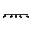kelvo® SPOTA KLV-101-0142 Μοντέρνο Κινούμενο Φωτιστικό Σποτ Οροφής με Ντουί 5 x GU10 90° AC 220-240V IP20 - Μαύρο Ματ - Μ79.5 x Π6.3 x Υ14cm