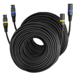 Καλώδιο VEVOR XLR 30,48 m, 2 τεμάχια, θωρακισμένα ισορροπημένα καλώδια μικροφώνου DMX αρσενικού σε θηλυκό, επιχρυσωμένο καλώδιο μικροφώνου XLR 3 ακίδων, για φωτισμό σκηνής, μικρόφωνα, ενισχυτή, μίκτη, συστήματα ηχείων