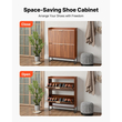 Παπουτσοθήκη VEVOR με 2 αναδιπλούμενα συρτάρια, Ντουλάπι αποθήκευσης παπουτσιών Mid-Century με συσκευή κατά της ανατροπής, Ανεξάρτητη ραβδωτή θήκη οργάνωσης παπουτσιών, Ιδανική για είσοδο, διάδρομο, υπνοδωμάτιο, σαλόνι, καρυδιά