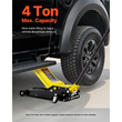 Γρύλος δαπέδου χαμηλού προφίλ VEVOR, χωρητικότητας 4 τόνων, ατσάλινος αγωνιστικός γρύλος δαπέδου με αντλία γρήγορης ανύψωσης διπλών εμβόλων, υδραυλικός ανυψωτήρας καροτσιού για SUV, εύρος ανύψωσης 100-545 mm, κίτρινο & μαύρο