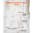 VEVOR 30 τεμάχια λευκά καλύμματα καρέκλας, κάλυμμα καρέκλας από πολυεστέρα και σπάντεξ, ελαστικά καλύμματα για γάμο, πάρτι, τραπεζαρία, δεξιώσεις, καλύμματα καρέκλας με επίπεδη πρόσοψη, κατάλληλα για καρέκλα. Διαστάσεις έως 18,11 x 19,69 x 33,86 ίντσες.