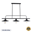 GLOBOSTAR® REGAL 01009 Vintage Φωτιστικό Οροφής με Ντουί 3 x E27 AC 220-240V IP20 - Μαύρο - Μ110 x Π26 x Υ75cm