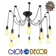 GLOBOSTAR® WIRED 01173 Vintage Κρεμαστό Φωτιστικό Οροφής με Ντουί 10 x E27 AC 220-240V IP20 - Μαύρο - Μ200 x Π200 x Υ100cm