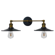 GLOBOSTAR® MINIMALL 01069 Vintage Φωτιστικό Τοίχου - Απλίκα με Ντουί 2 x E27 AC 220-240V IP20 - Μαύρο & Χρυσό - Μ30 x Π60 x Υ18cm