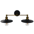 GLOBOSTAR® MINIMALL 01069 Vintage Φωτιστικό Τοίχου - Απλίκα με Ντουί 2 x E27 AC 220-240V IP20 - Μαύρο & Χρυσό - Μ30 x Π60 x Υ18cm