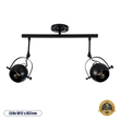 GLOBOSTAR® CANNES 01081 Μοντέρνο Φωτιστικό Οροφής με Ντουί 2 x E27 AC 220-240V IP20 - Μαύρο - Μ61 x Π12 x Υ48cm