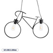 GLOBOSTAR® BIKE 01213 Vintage Κρεμαστό Φωτιστικό Οροφής με Ντουί 2 x E27 AC 220-240V IP20 - Μαύρο - Μ67 x Π3.5 x Υ41cm