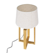 GloboStar® SQUID 01265 Μοντέρνο Επιτραπέζιο Φωτιστικό Πορτατίφ Μονόφωτο 1 x E27 IP20 Μπεζ Ξύλο με Μπεζ Ύφασμα - Μ30 x Π30 x Υ63cm