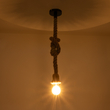 GLOBOSTAR® ROPE 01278 Vintage Κρεμαστό Φωτιστικό Οροφής με Ντουί 1 x E27 AC 220-240V IP20 - Μπεζ - Μ3.5 x Π3.5 x Y100cm
