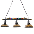 GLOBOSTAR® BILLIARD SERIES 01280 Vintage Κρεμαστό Φωτιστικό Οροφής με Ντουί 3 x E27 AC 220-240V IP20 - Μαύρο & Μελί - Μ96 x Π25 x Υ30cm