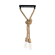 GLOBOSTAR® ROPE 01279 Boho Κρεμαστό Φωτιστικό Οροφής με Ντουί 2 x E27 AC 220-240V IP20 - Μπεζ - Μ30 x Π3.5 x Υ100cm