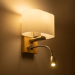 GLOBOSTAR® ELEGANT 01316 Μοντέρνο Φωτιστικό Τοίχου - Απλίκα Ξενοδοχείου Reading Light με Ντουί 1 x E27 LED 3W 360lm 36° AC 220-240V IP20 Θερμό Λευκό 2700K - Bridgelux COB Chip - Λευκό & Μπεζ - Μ15 x Π20 x Υ22.5cm - 2 Χρόνια Εγγύηση