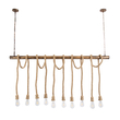 GLOBOSTAR® RAILROAD 01380 Vintage Κρεμαστό Φωτιστικό Οροφής με Ντουί 10 x E27 AC 220-240V IP20 - Μπεζ & Χάλκινο - Μ150 x Π4 x Y62.5cm