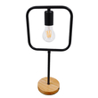 GloboStar® HONOR SQUARE 01435 Μοντέρνο Επιτραπέζιο Φωτιστικό Πορτατίφ Μονόφωτο 1 x E27 IP20 Μαύρο Μέταλλο με Μπεζ Ξύλο - Μ20 x Π20 x Υ42cm