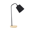 GloboStar® BARNABY 01573 Μοντέρνο Επιτραπέζιο Φωτιστικό Πορτατίφ Μονόφωτο 1 x E27 IP20 Μαύρο Μέταλλο, Μπεζ Ξύλο με Μαύρο Ύφασμα - Μ15 x Π33 x Υ48cm