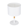 GloboStar® BRONX 01520 Μοντέρνο Επιτραπέζιο Φωτιστικό Πορτατίφ Μονόφωτο 1 x E27 IP20 Λευκό Μέταλλο, Μπεζ Ξύλο με Λευκό Ύφασμα - Μ25 x Π25 x Υ40cm