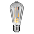 GLOBOSTAR® PEAR 99076 Λάμπα E27 ST64 LED 8W 800lm 360° AC 220-240V IP20 Θερμό Λευκό 2700K Dimmable - Long Filament Chip - Μαύρο Φιμέ - Μ6.4 x Π6.4 x Υ14.5cm - 3 Χρόνια Εγγύηση