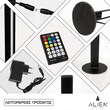 GloboStar® ALIEN-DIVA-BLACK-50-9 ALIEN Design DIVA Μοντέρνο Minimal Nordic Μεταλλικό Φωτιστικό Επιτραπέζιο - Πορτατίφ - Λαμπατέρ Μαύρο LED 10W 1500lm με Ασύρματο Χειριστήριο RF & Dimmer IP20 Πολύχρωμο + CCT - RGBW + WW Μ3 x Π1.6 x Υ50cm