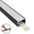 GLOBOSTAR® ALP-LINEAR VEXTA 70825-3M Επιφανειακό Προφίλ Αλουμινίου με Λευκό Γαλακτερό Πατητό Κάλυμμα για Ταινίες LED IP20 - Μαύρο & Λευκό - Μ300 x Π3 x Υ2cm - Πακέτο 5 Τεμαχίων