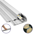 GloboStar® STAIR-PROFILE 70823-3M Προφίλ Αλουμινίου - Βάση & Ψύκτρα Ταινίας LED με Λευκό Γαλακτερό Κάλυμμα - Χρήση σε Σκαλοπάτια - Πατητό Κάλυμμα - Ασημί - 3 Μέτρα - Μ300 x Π6 x Υ2.1cm