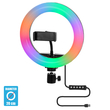 GloboStar® 75800 Professional Digital Ring Light Φ20cm LED SMD 20W 2000lm 180° DC 5V με Καλώδιο Τροφοδοσίας USB - Ενσωματωμένο Χειριστήριο Εναλλαγής Χρωμάτων & 1 Βάση Τηλεφώνου - Πολύχρωμο RGBW+WW Dimmable