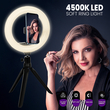 GloboStar® 75801 Professional Digital Ring Light Φ26cm LED SMD 30W 3000lm 180° DC 5V με Καλώδιο Τροφοδοσίας USB - Ενσωματωμένο Χειριστήριο Εναλλαγής Χρωμάτων & 1 Βάση Τηλεφώνου - Πολύχρωμο RGBW+WW Dimmable
