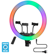 GloboStar® 75805 Professional Digital Ring Light Φ46cm LED SMD 70W 7000lm 180° AC 230V με Καλώδιο Τροφοδοσίας Πρίζας - Ασύρματο Χειριστήριο RF 2.4Ghz Εναλλαγής Χρωμάτων & 3 Βάσεις Τηλεφώνου - Πολύχρωμο RGBW+WW Dimmable