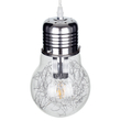 GLOBOSTAR® LAMP 01676 Μοντέρνο Κρεμαστό Φωτιστικό Οροφής με Ντουί 1 x E27 AC 220-240V IP20 - Ασημί & Διάφανο - Μ15 x Π15 x Υ27cm